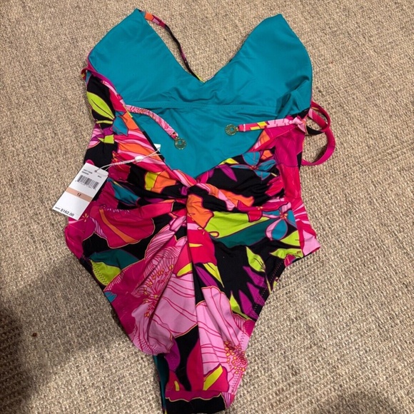 Trina Turk Solar  Flare Convertible Back One Piece Swimsuit - Size 12 - NWT - Picture 3 of 5